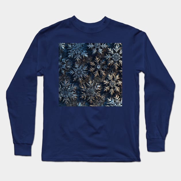 Ice crystals snowflakes pattern Long Sleeve T-Shirt by craftydesigns